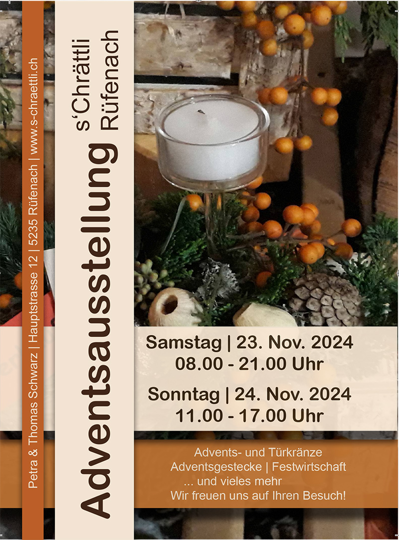 Flyer zur Advenstausstellung beim Chrättli
